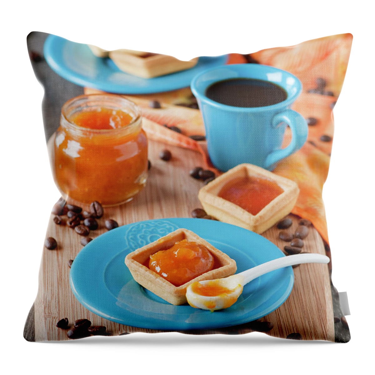 Spoon Throw Pillow featuring the photograph Cookies With Apricot Jam by Oxana Denezhkina