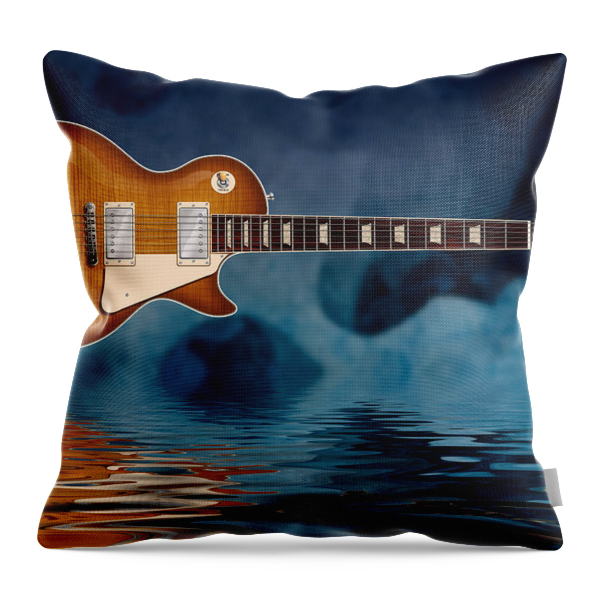Les Paul Throw Pillow featuring the digital art Cool Burst by WB Johnston