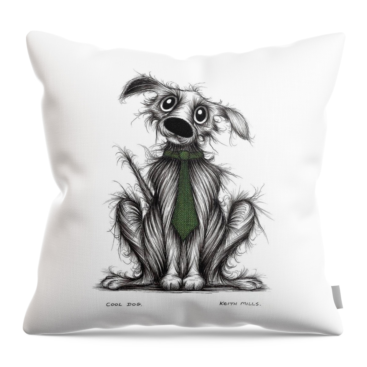 Handsome Pooch Throw Pillow featuring the drawing Cool dog by Keith Mills