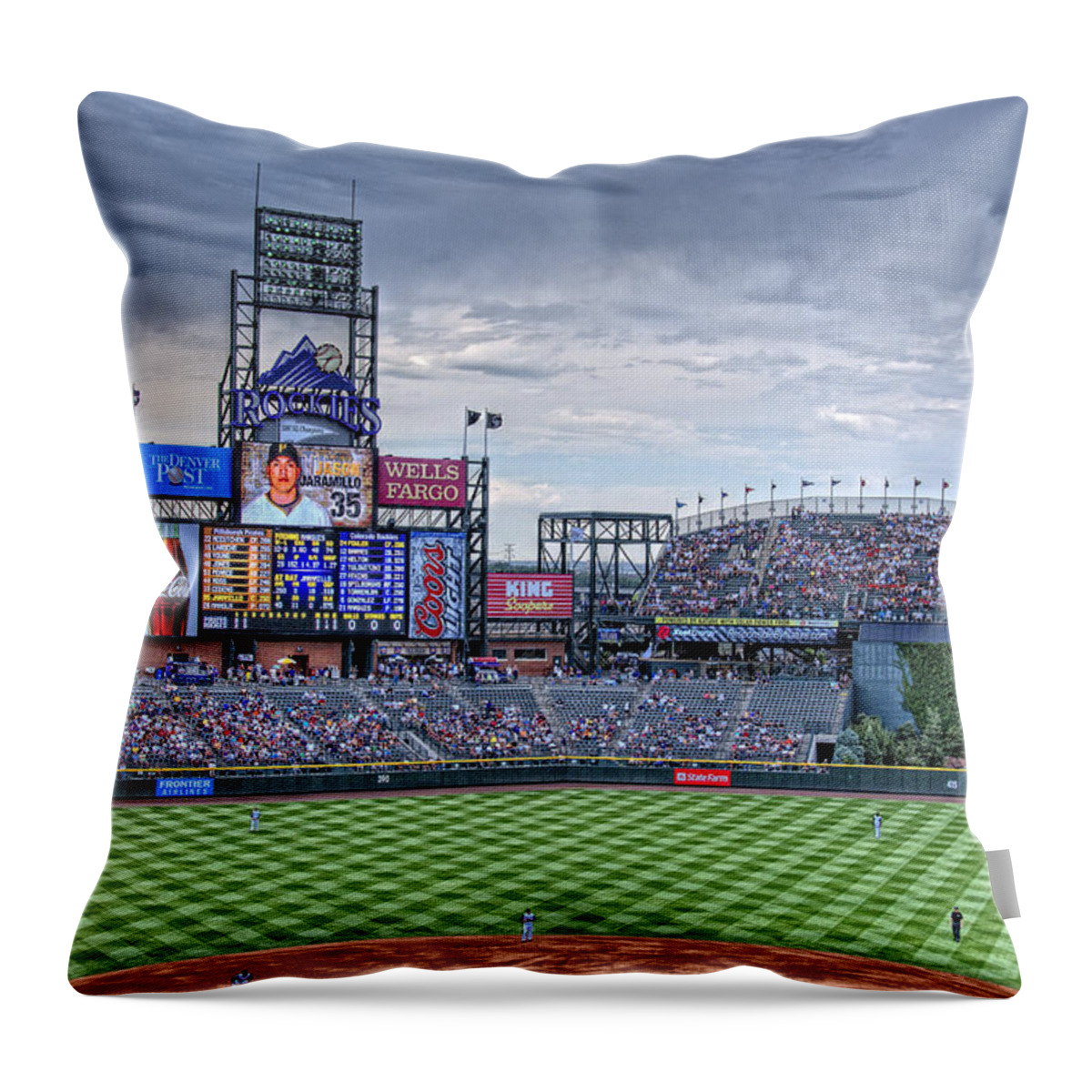 Coors Field Throw Pillow featuring the photograph Coors Field by Ron White