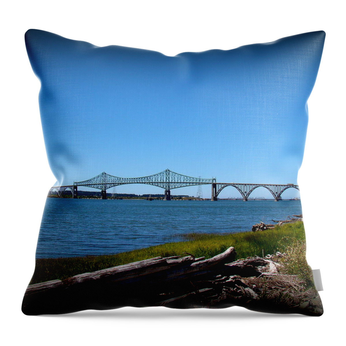 Coos Bay Throw Pillow featuring the photograph Coos Bay Bridge by Nick Kloepping