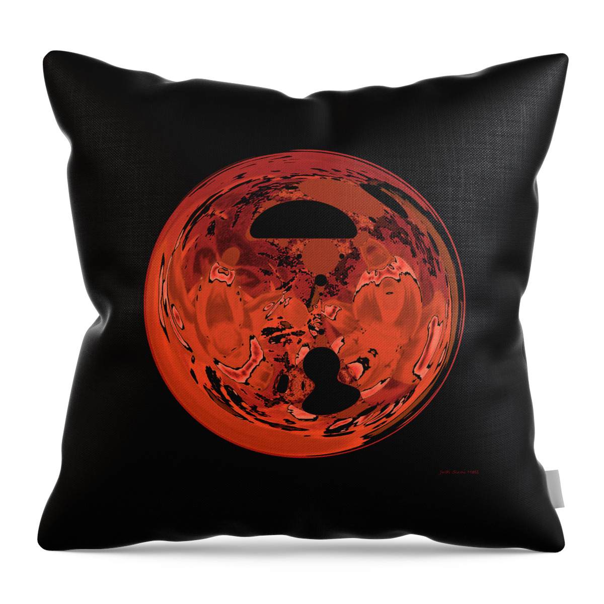 Disk Throw Pillow featuring the digital art Copper Disk Abstract by Judi Suni Hall