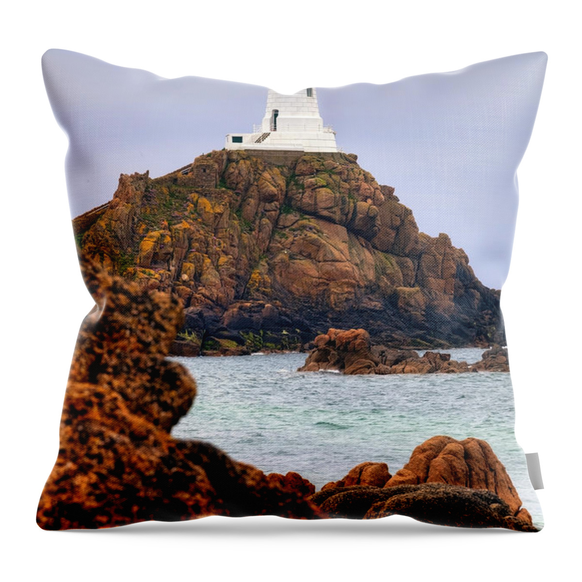 La Corbiere Lighthouse Throw Pillow featuring the photograph Corbiere Lighthouse - Jersey by Joana Kruse