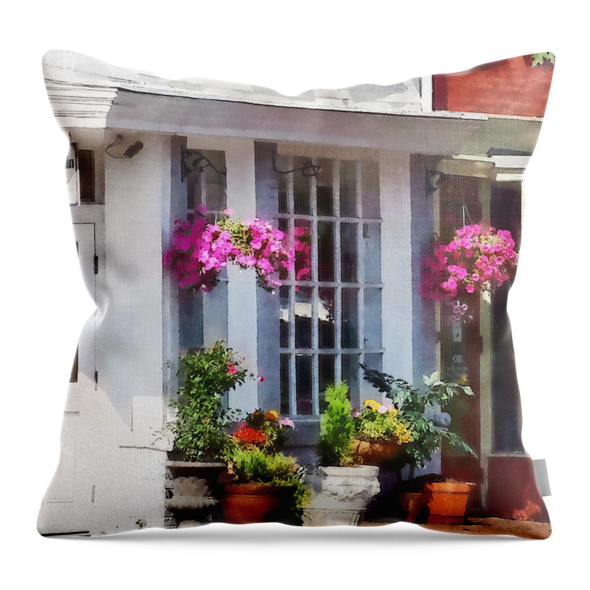 Flower Throw Pillow featuring the photograph Alexandria VA - Corner of King Street and S Alfred by Susan Savad