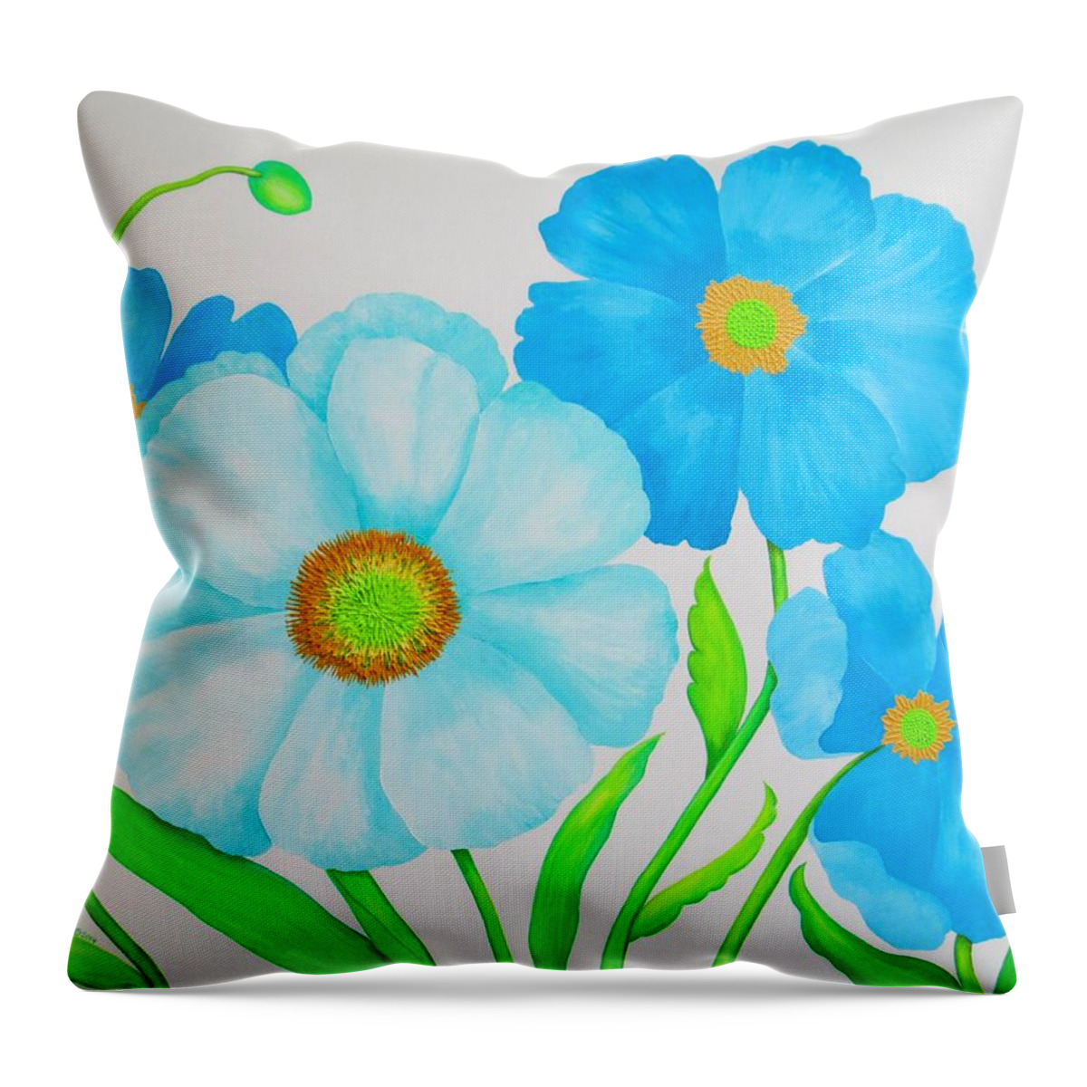 Flowers Throw Pillow featuring the painting Cornflowers by Carol Sabo