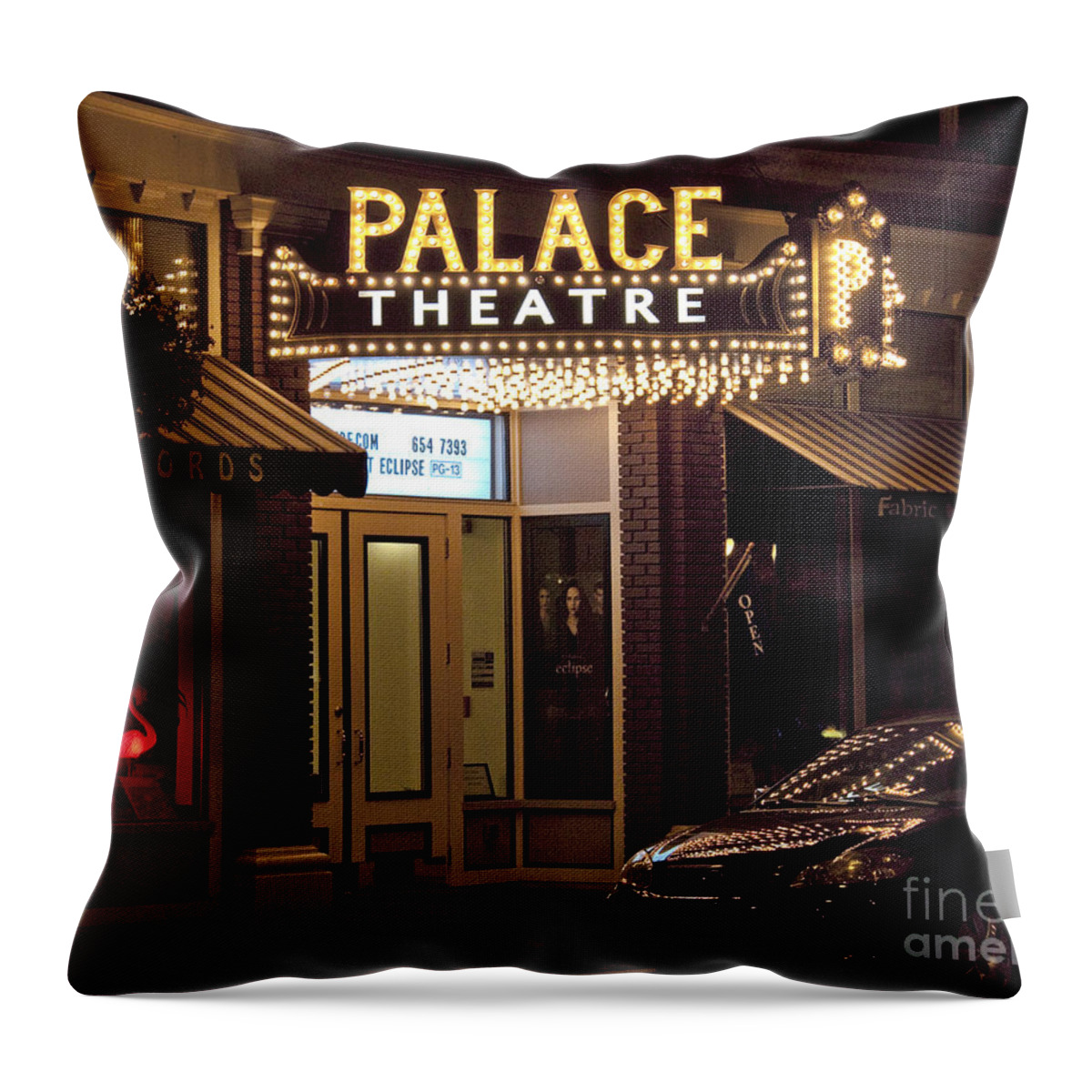 Corning Palace Theatre Throw Pillow featuring the photograph Corning Palace Theatre by Tom Doud