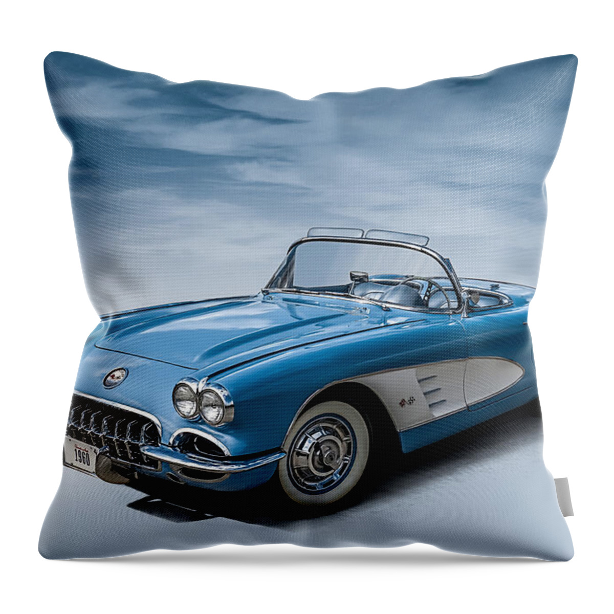 Corvette Throw Pillow featuring the digital art Corvette Blues by Douglas Pittman