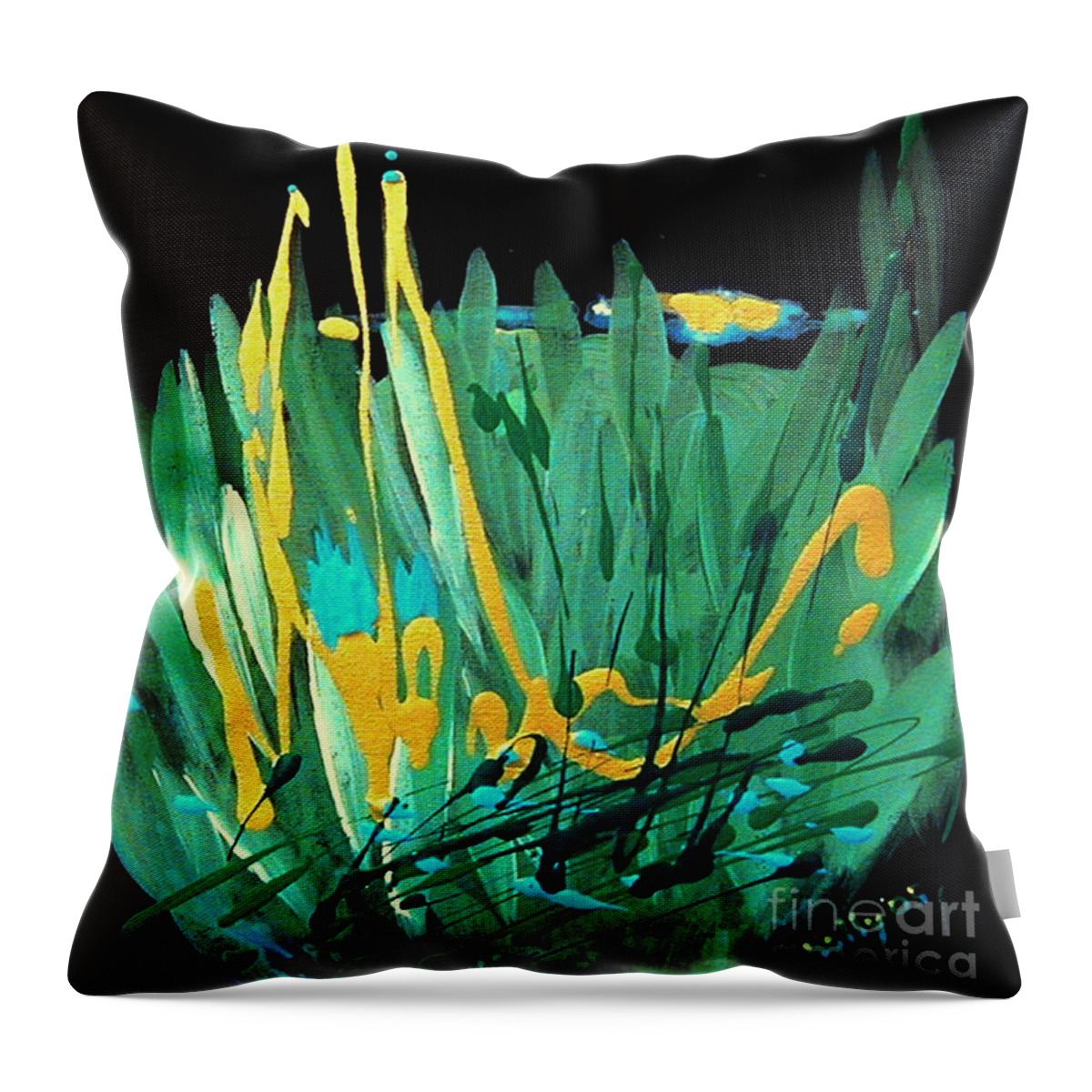 Urantia Throw Pillow featuring the painting Cosmic Island by Holly Carmichael