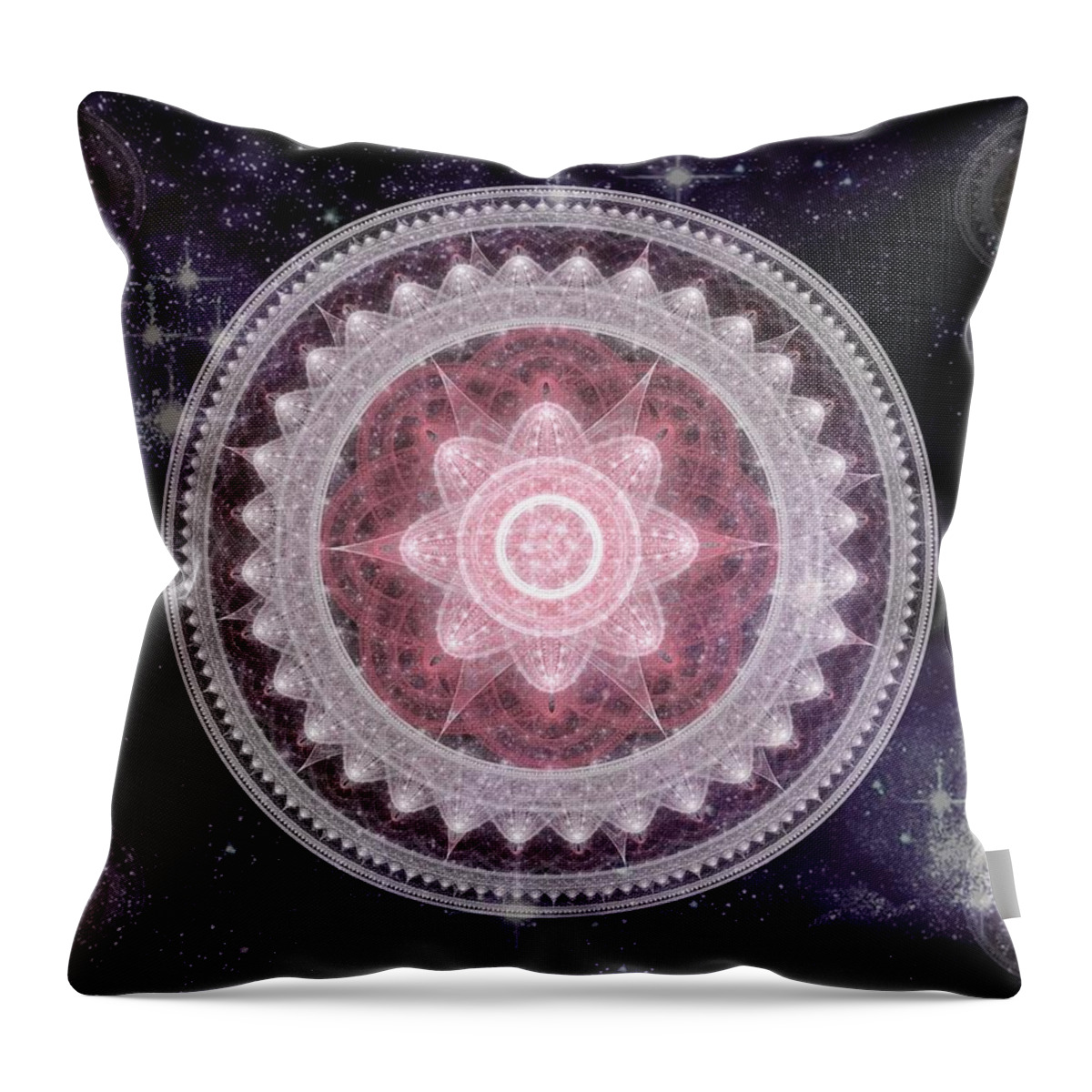 Corporate Throw Pillow featuring the digital art Cosmic Medallions Fire by Shawn Dall