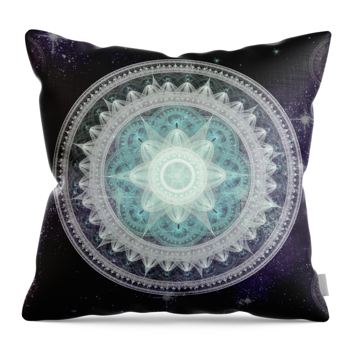 Corporate Throw Pillow featuring the digital art Cosmic Medallions Water by Shawn Dall