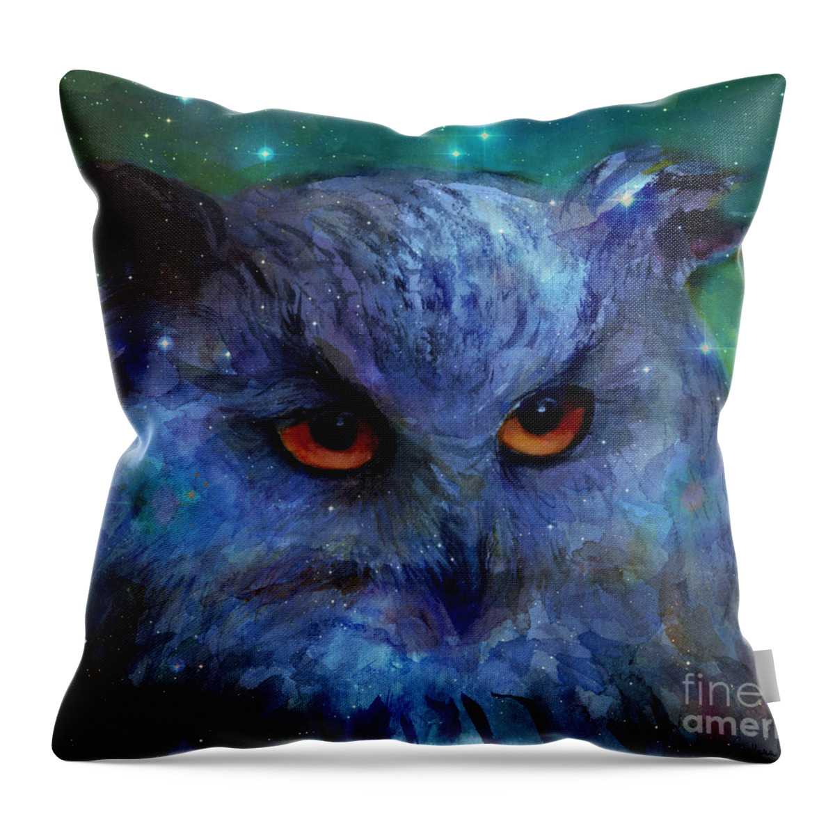 Owl Throw Pillow featuring the painting Cosmic Owl painting by Svetlana Novikova