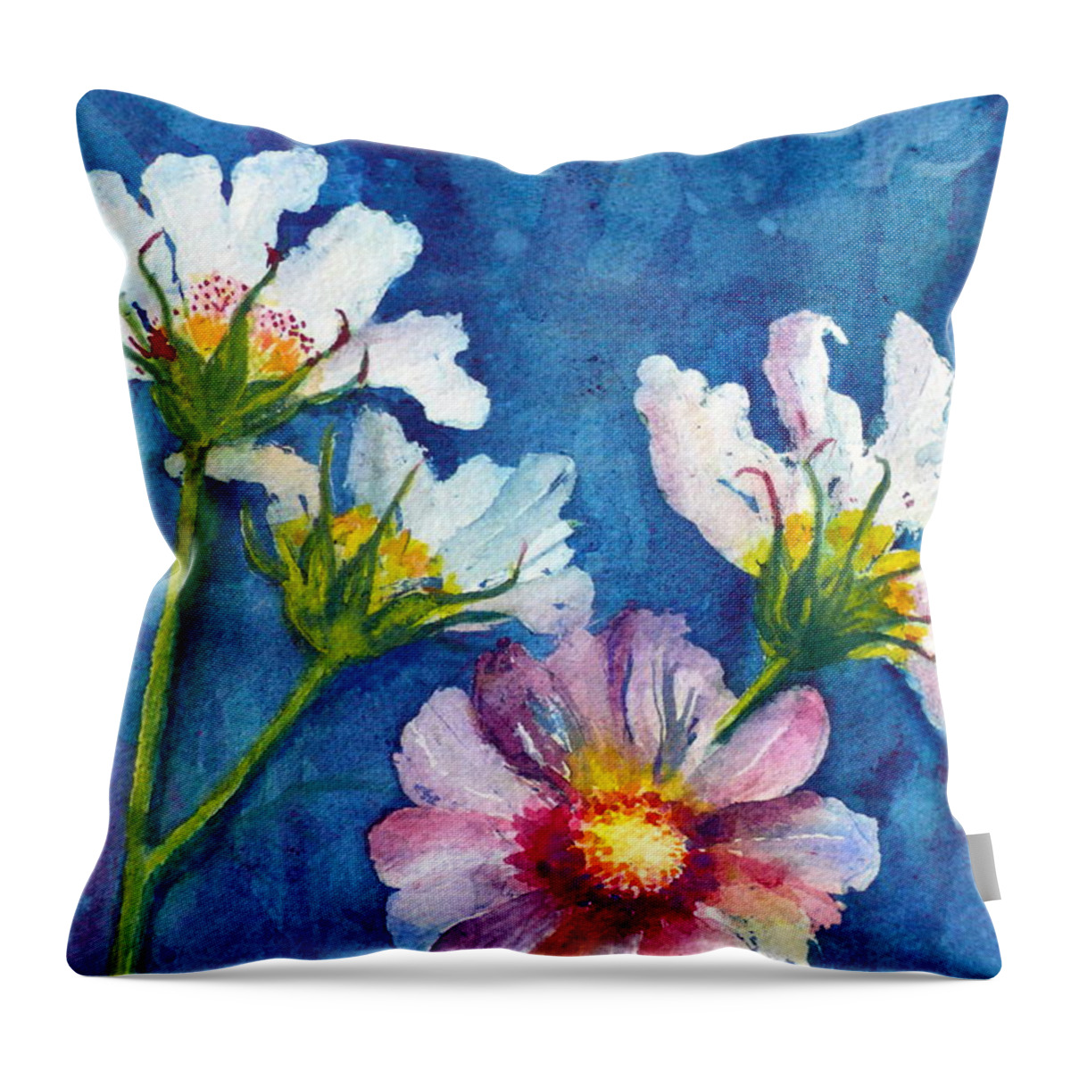 Cosmos Throw Pillow featuring the painting Cosmos detail I by Anna Ruzsan