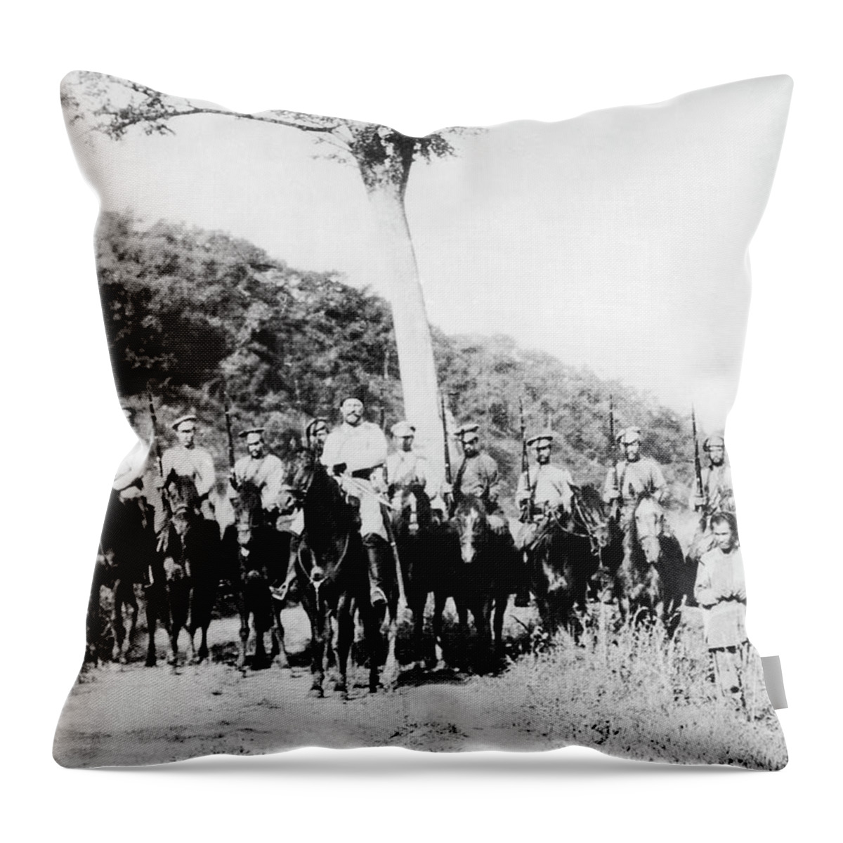 1910s Throw Pillow featuring the photograph Cossack Cavalry Troops by Underwood Archives