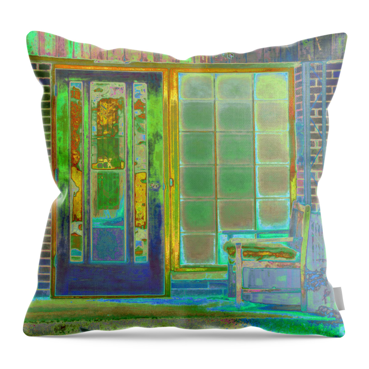 Cottage Throw Pillow featuring the photograph Cottage Porch by Don and Judi Hall