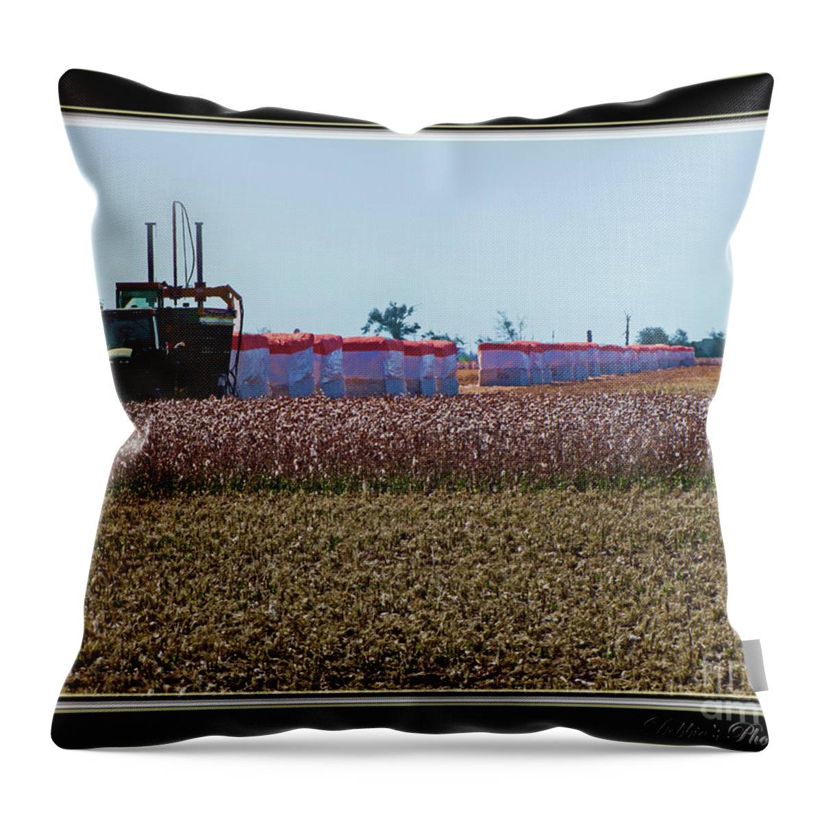 Nature Throw Pillow featuring the photograph Cotton Harvest by Debbie Portwood