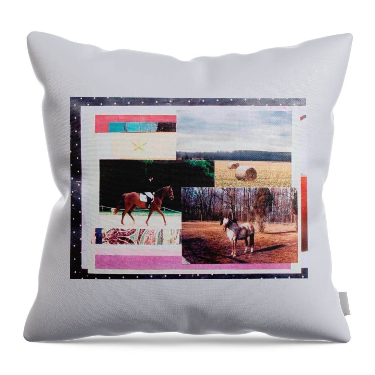Horse Throw Pillow featuring the mixed media Country Collage 6 by Mary Ann Leitch