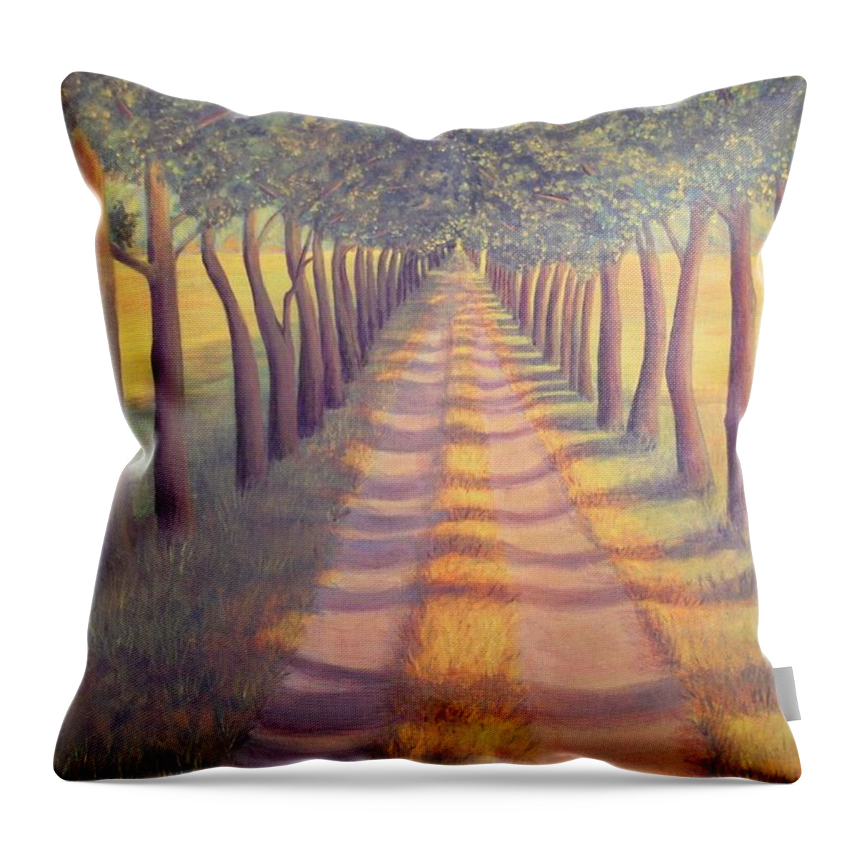 Landscape Throw Pillow featuring the painting Country Lane by SophiaArt Gallery