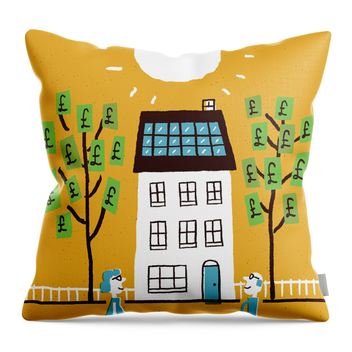 Active Senior Throw Pillow featuring the photograph Couple Watching Money Grow On Trees by Ikon Images