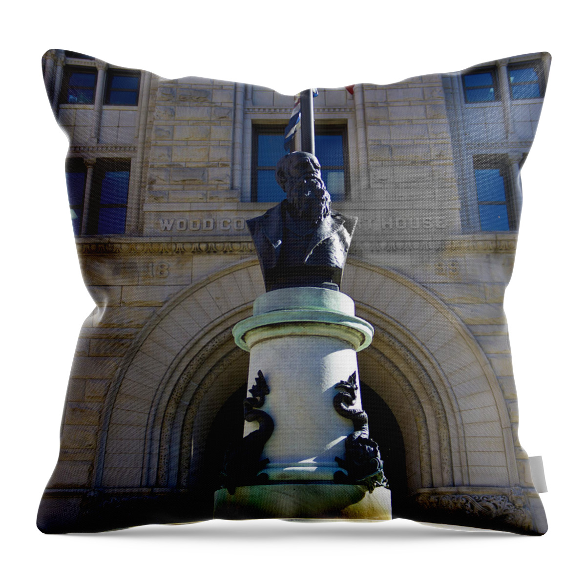 Parkersburg Throw Pillow featuring the photograph Courthouse Statue by Jonny D
