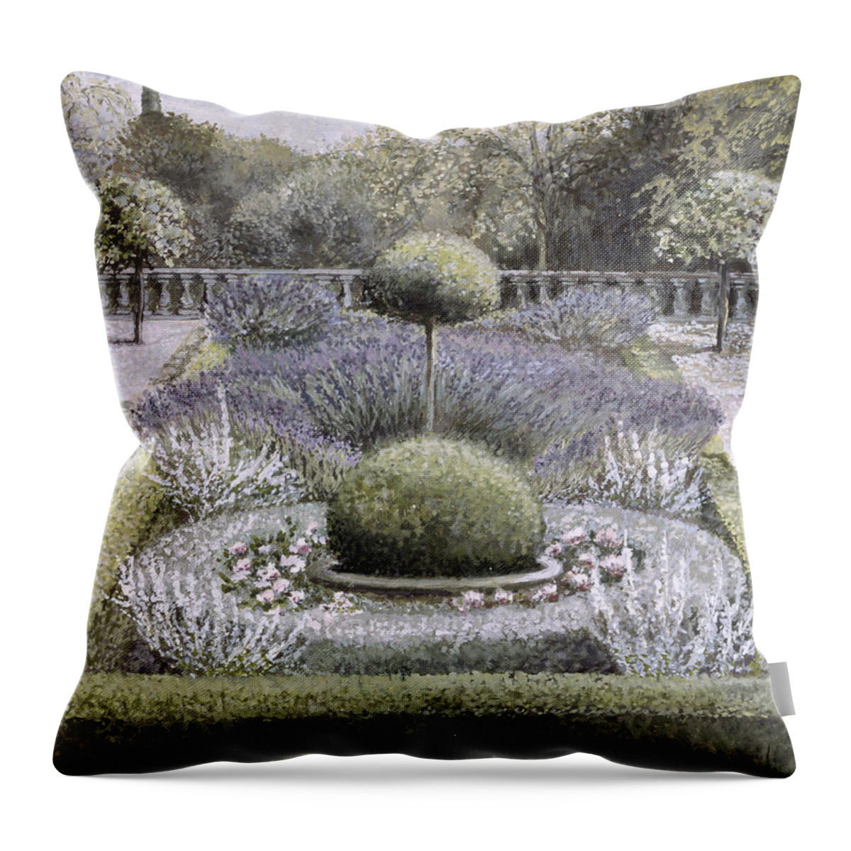 Formal Throw Pillow featuring the painting Courtyard Garden by Ariel Luke