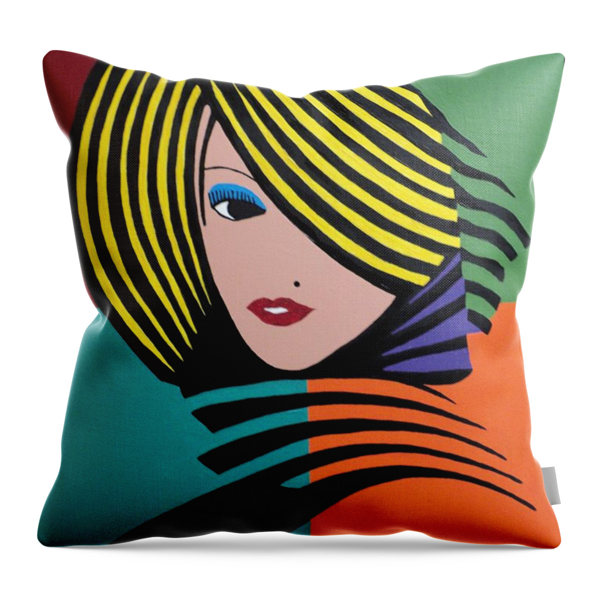 Cover Girl Throw Pillow featuring the painting Cover Girl by Angelo Thomas