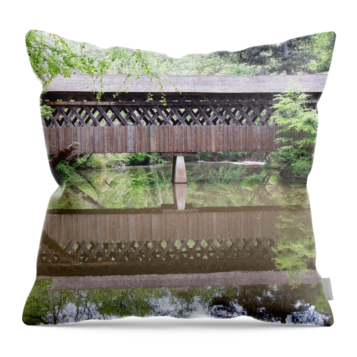 Bridge Throw Pillow featuring the photograph Covered Bridge by Pete Trenholm