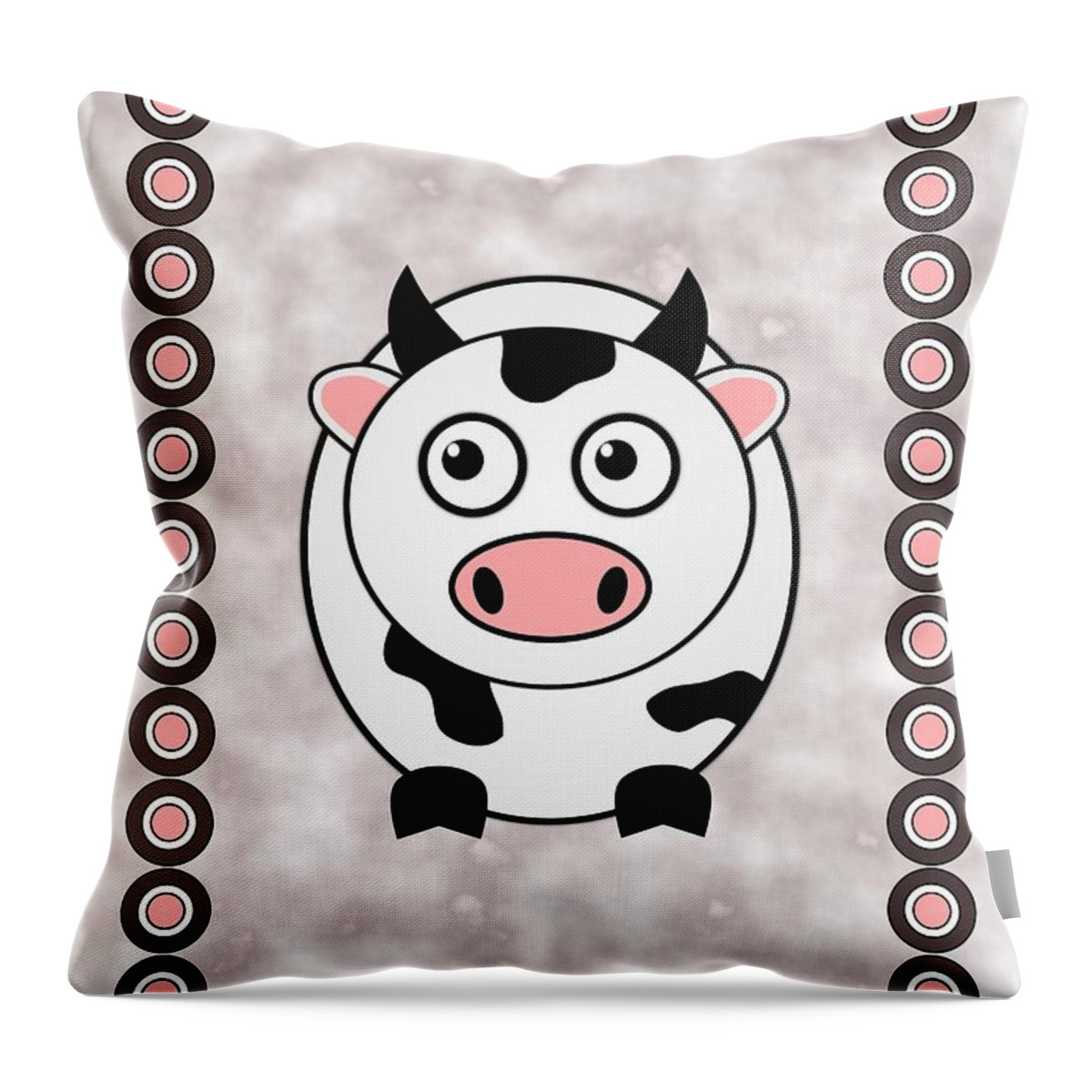 Cow Throw Pillow featuring the digital art Cow - Animals - Art for Kids by Anastasiya Malakhova