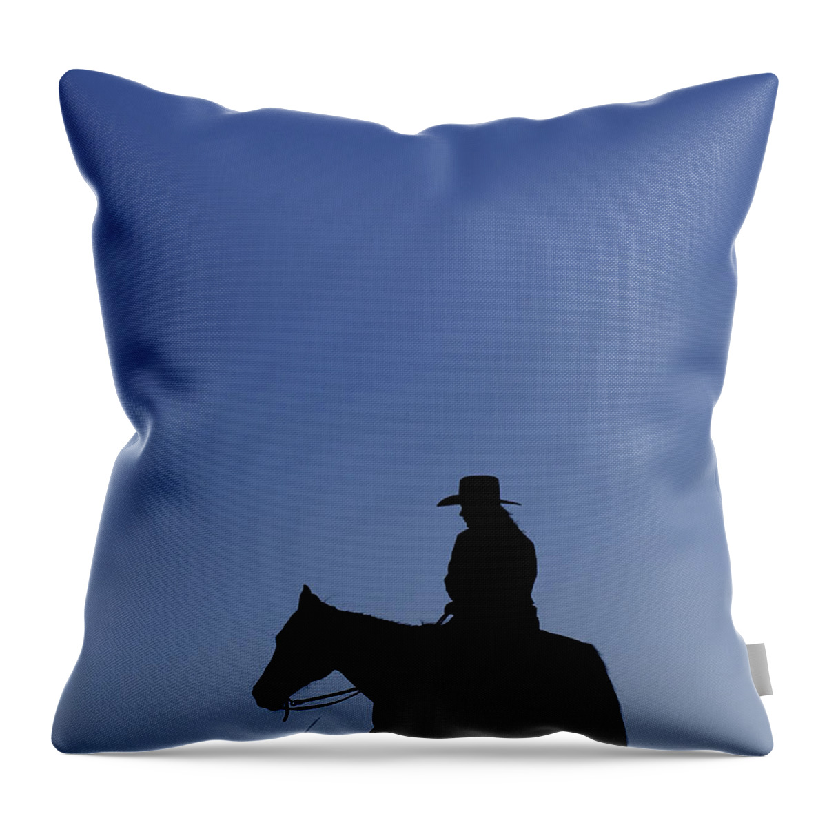 Cowboy Throw Pillow featuring the photograph Cowboy Silhouette by John Shaw