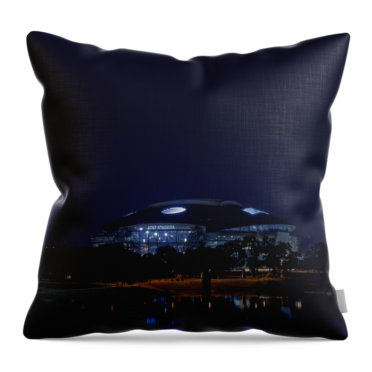 Dallas Cowboys Throw Pillow featuring the photograph Cowboys Stadium Game Night 2 #1 by Jonathan Davison