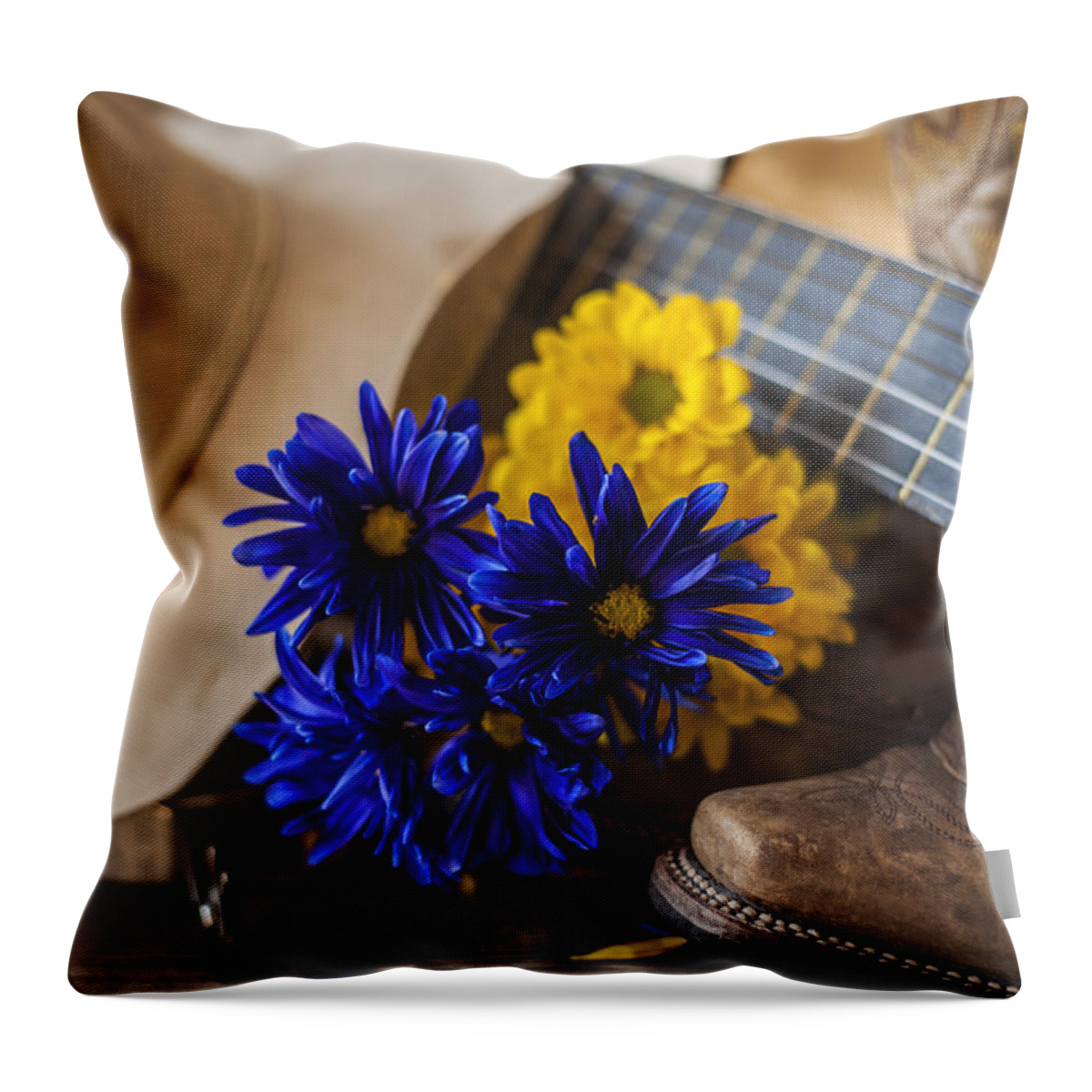 Still Life Throw Pillow featuring the photograph Cowgirl Music by Amber Kresge