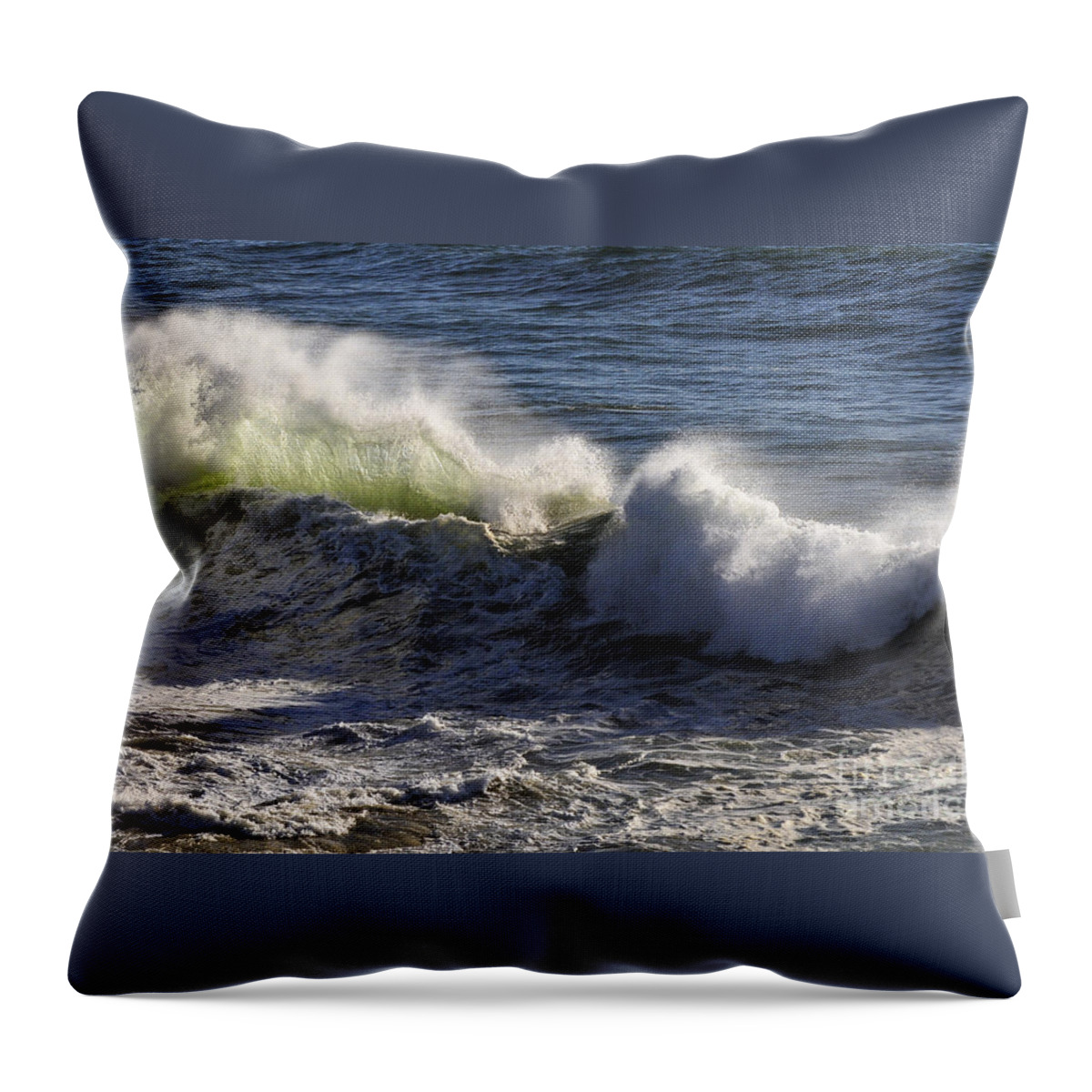 Bodega Bay California Wave Waves Water Oceans Sea Seas Pacific Ocean Bays Spray Shore Shores Shoreline Shorelines Waterscape Waterscapes Throw Pillow featuring the photograph Crashing by Bob Phillips