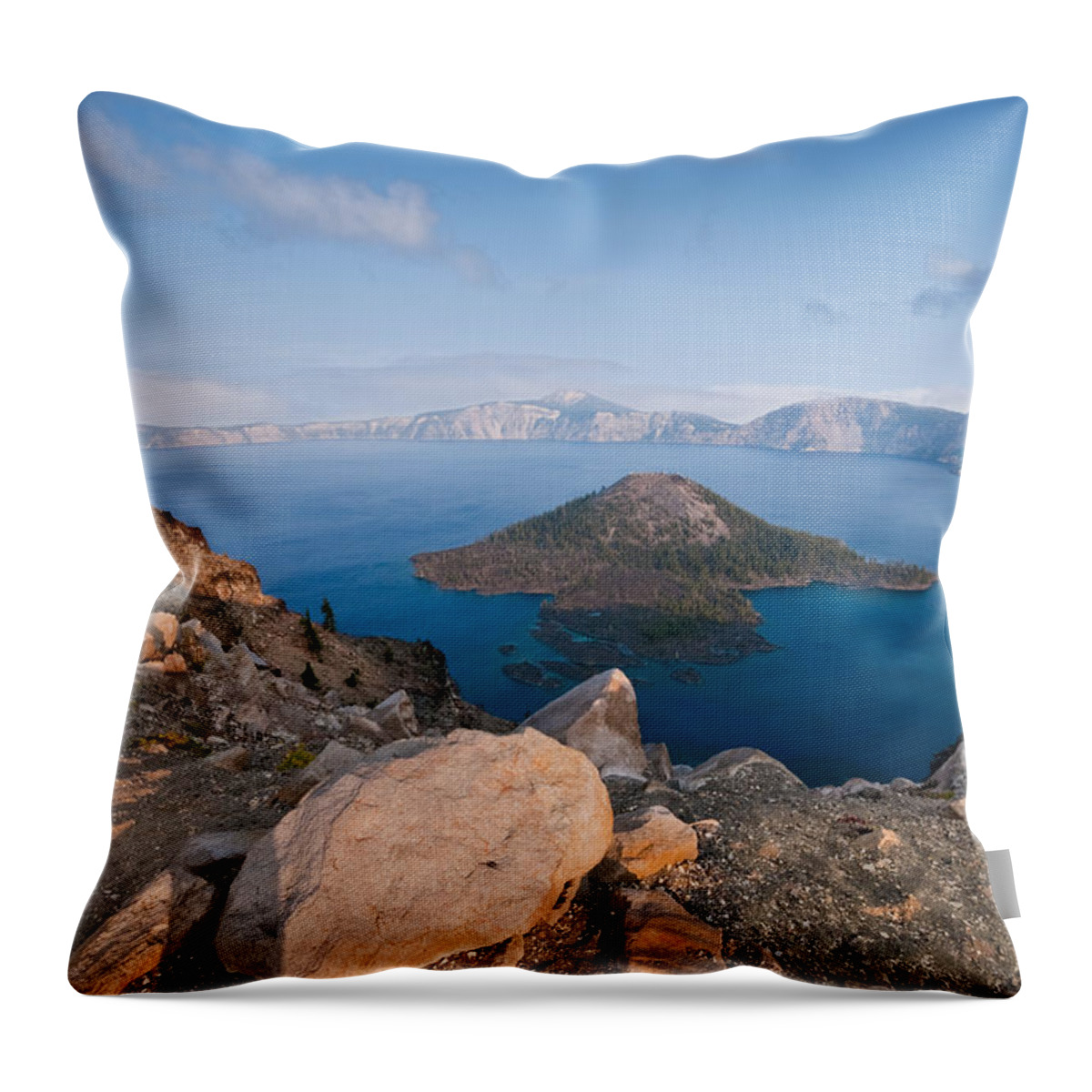 Awe Throw Pillow featuring the photograph Crater Lake in the Evening by Jeff Goulden