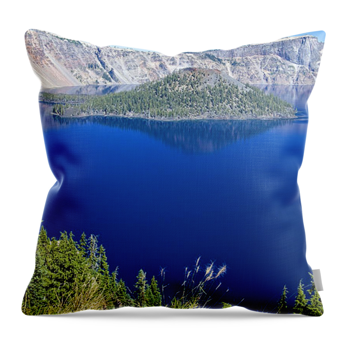 Crater Throw Pillow featuring the photograph Crater Lake Panorama 090914B by Todd Kreuter