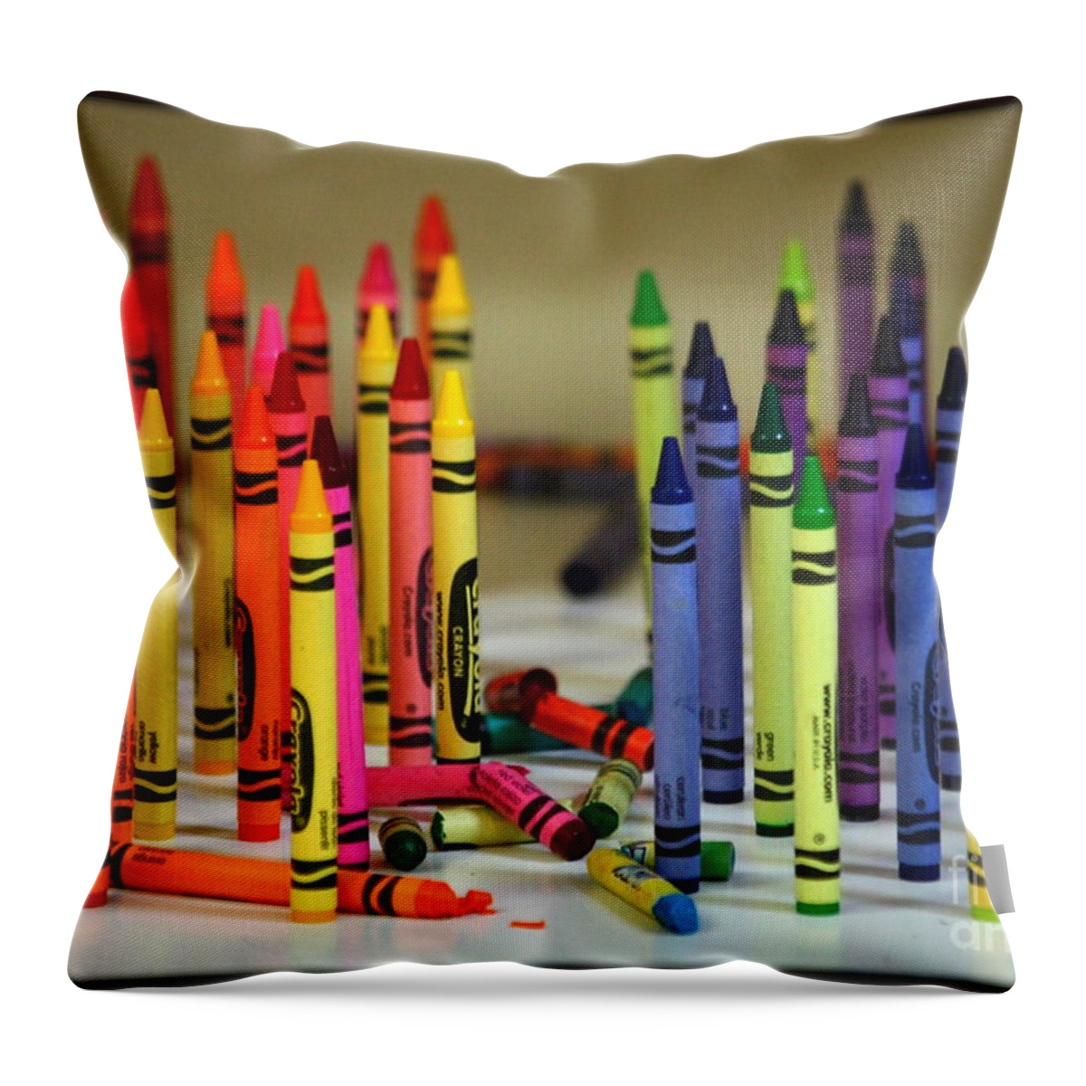 Crayon Throw Pillow featuring the photograph Crayon Wars by Patrick Witz