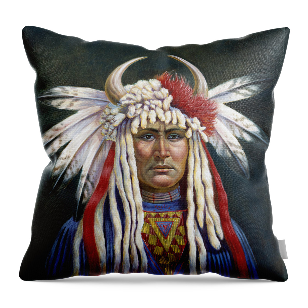 Crazy Horse Throw Pillow featuring the painting Crazy Horse by Gregory Perillo