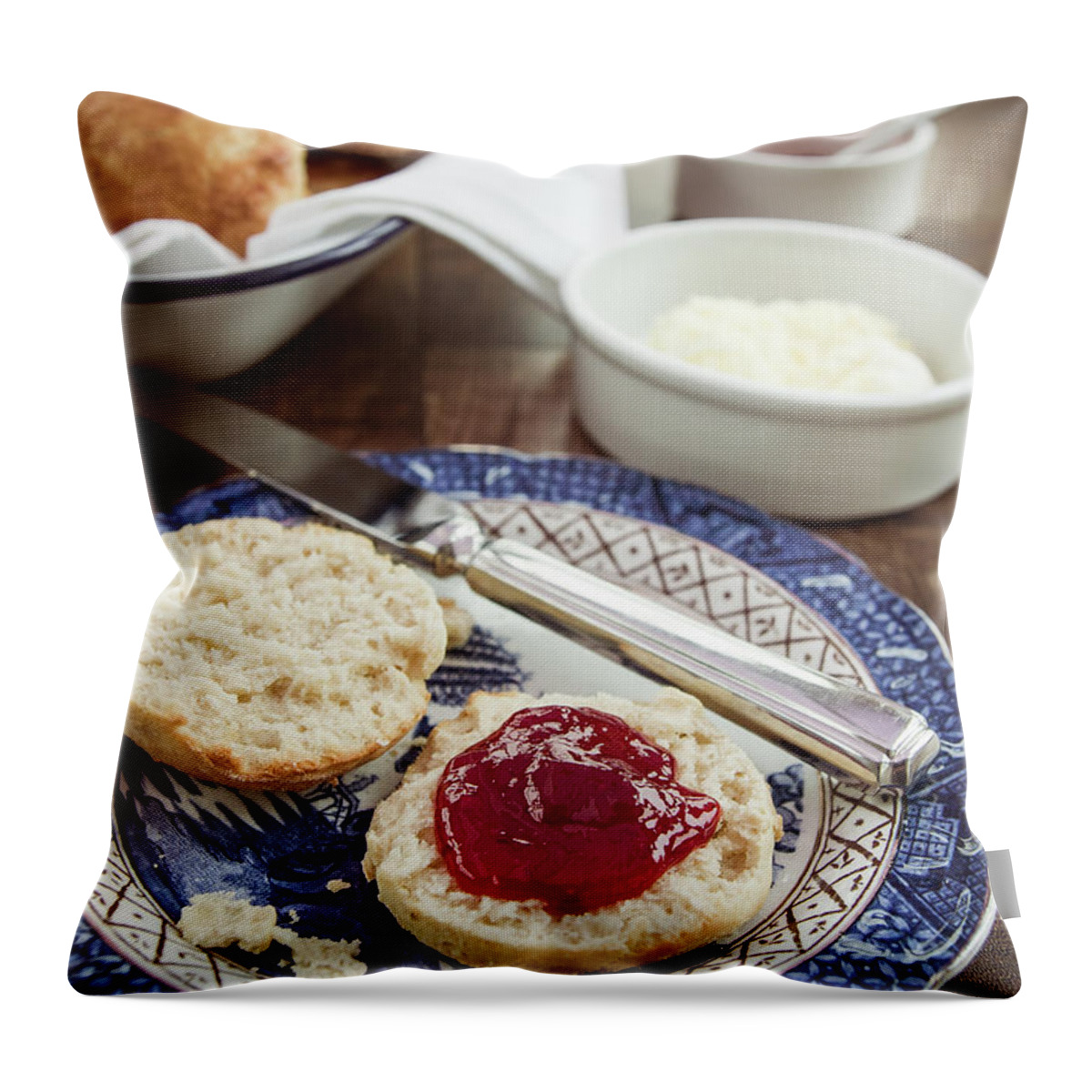 Breakfast Throw Pillow featuring the photograph Cream Tea - Freshly Baked by Ruth Hornby Photography