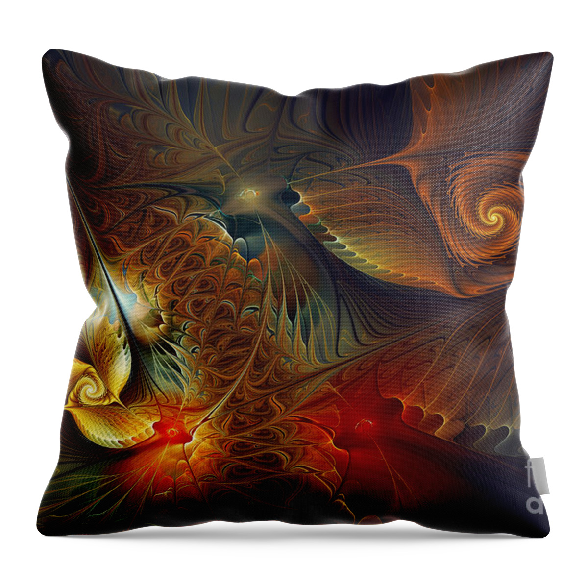 Abstract Throw Pillow featuring the digital art Creation-Abstract Fractal Art by Karin Kuhlmann