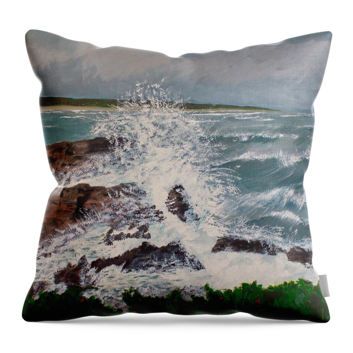 Ocean Landcape Throw Pillow featuring the painting Crescendo by Cynthia Morgan