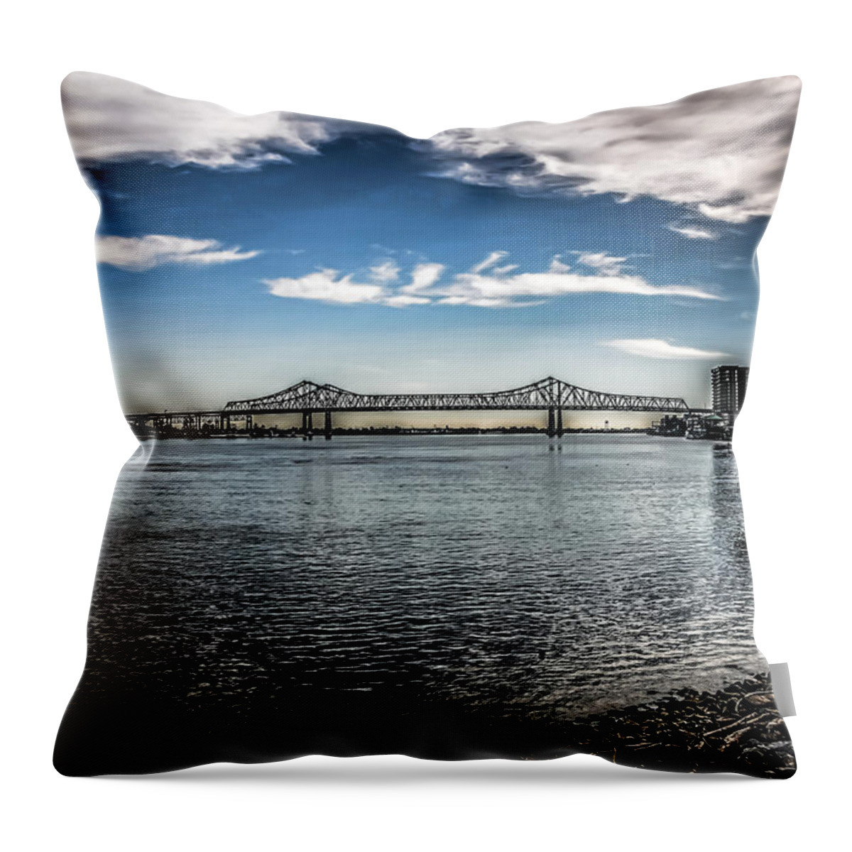 America Throw Pillow featuring the photograph Crescent City Connection bridge by Chris Smith