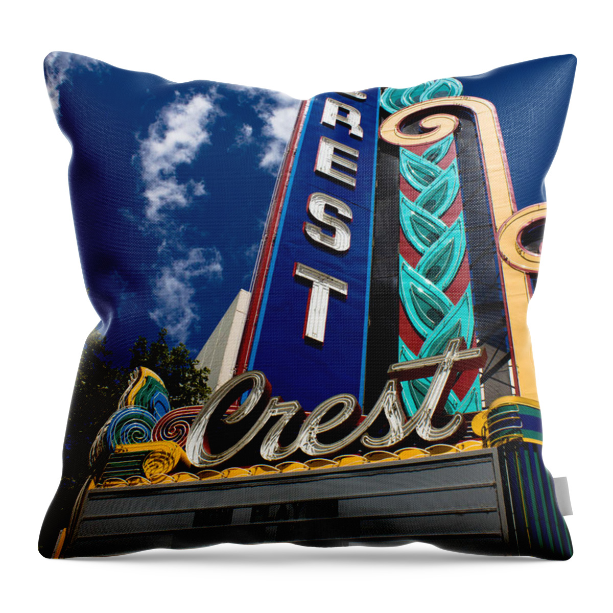 Crest Throw Pillow featuring the photograph Crest Theater by John Daly