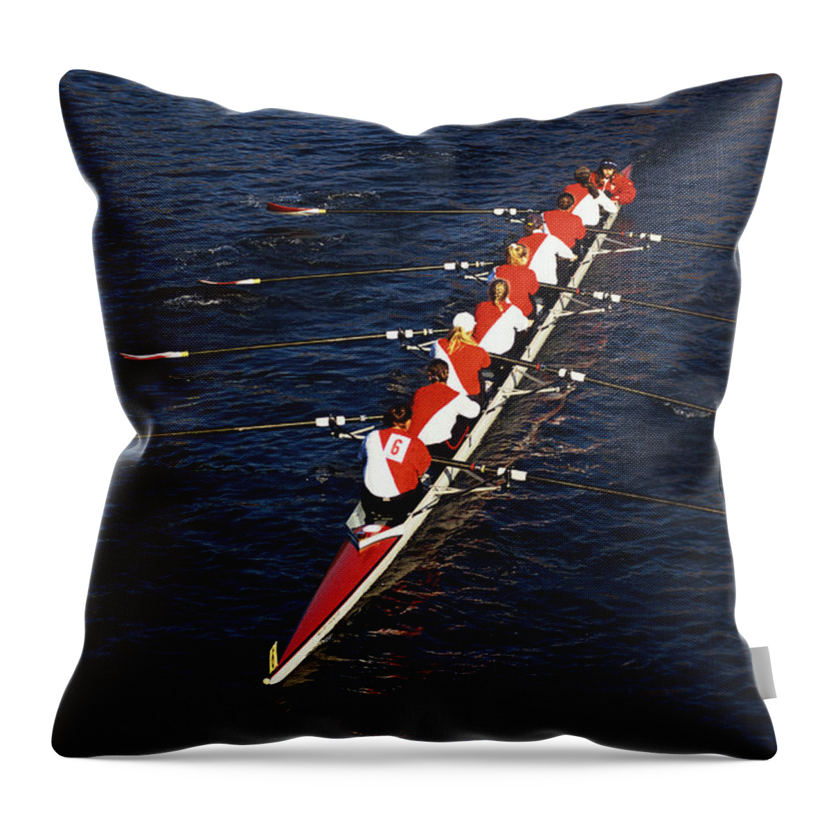 Photography Throw Pillow featuring the photograph Crew Boat At Head Of Charles Regatta by Panoramic Images
