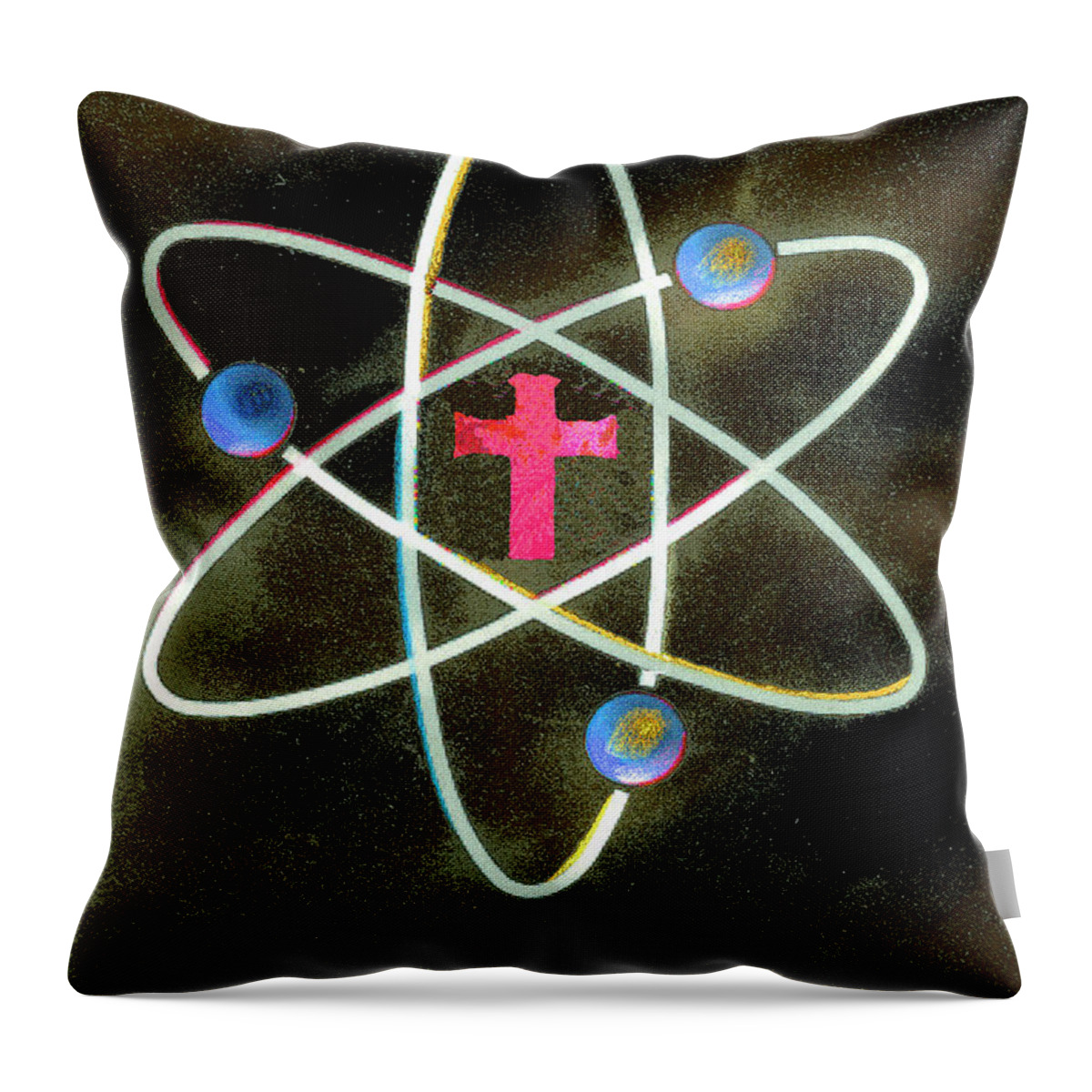 Atom Throw Pillow featuring the photograph Cross At The Center Of Atom Symbol by Ikon Ikon Images