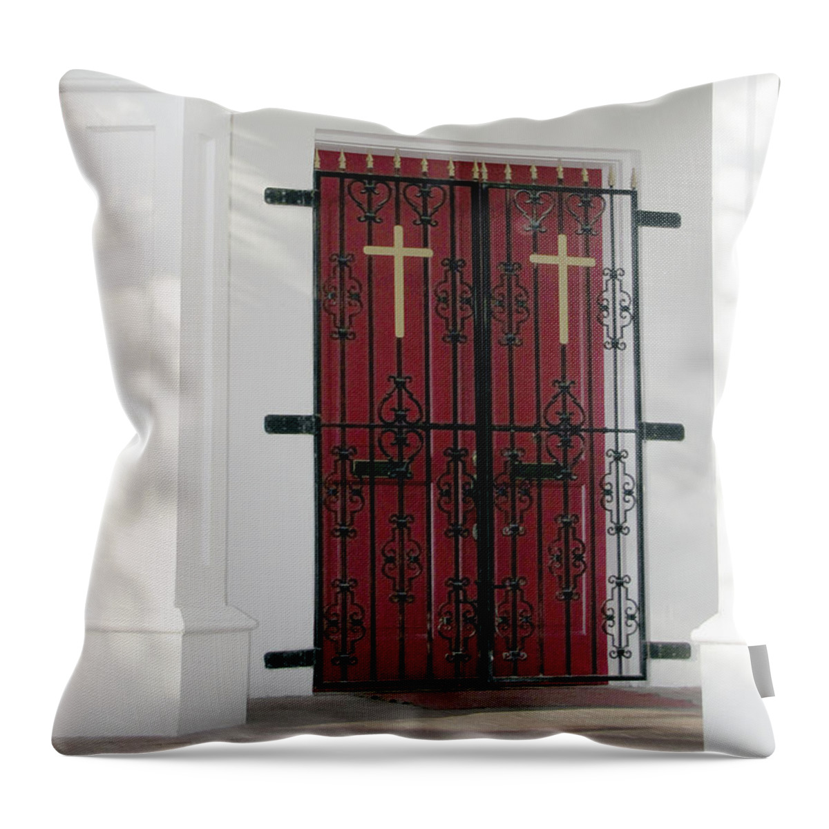 Church Throw Pillow featuring the photograph Key West Church Doors by Bob Slitzan