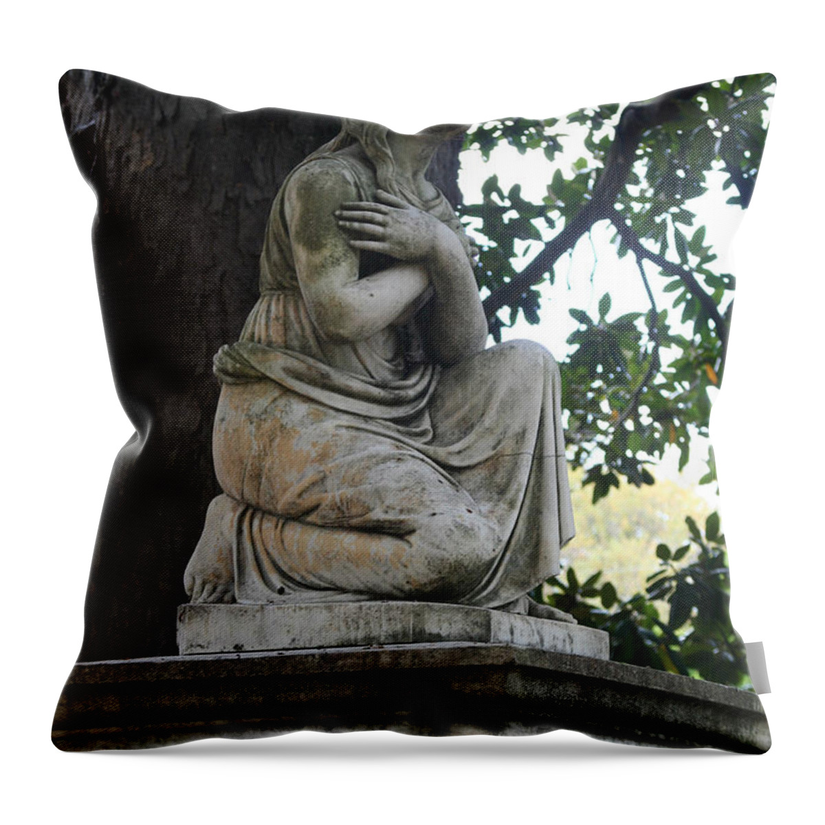 Cemetary Throw Pillow featuring the photograph I Cross My Heart Angel by Lesa Fine