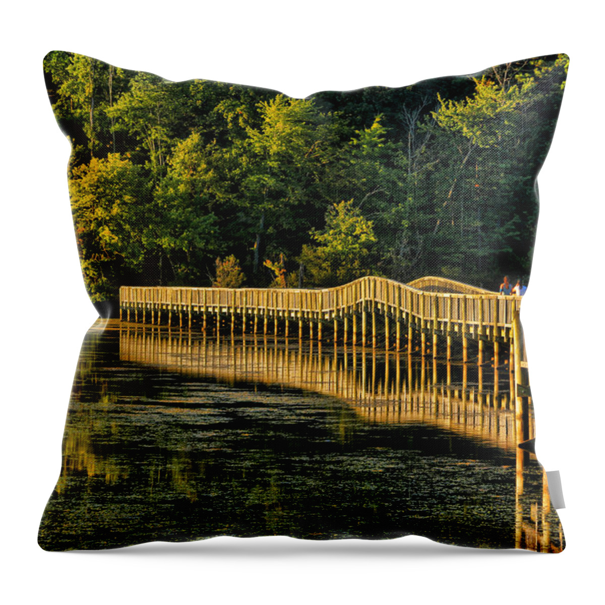 Crossing Into Autumn Throw Pillow featuring the photograph Crossing into Autumn by Ola Allen