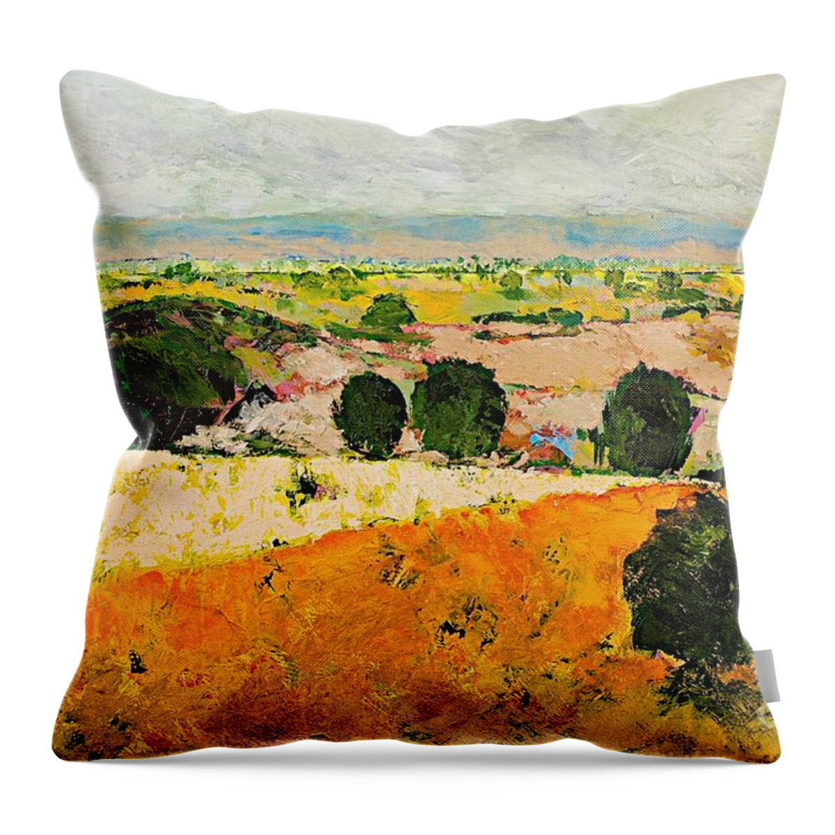 Landscape Throw Pillow featuring the painting Crossing Paradise by Allan P Friedlander