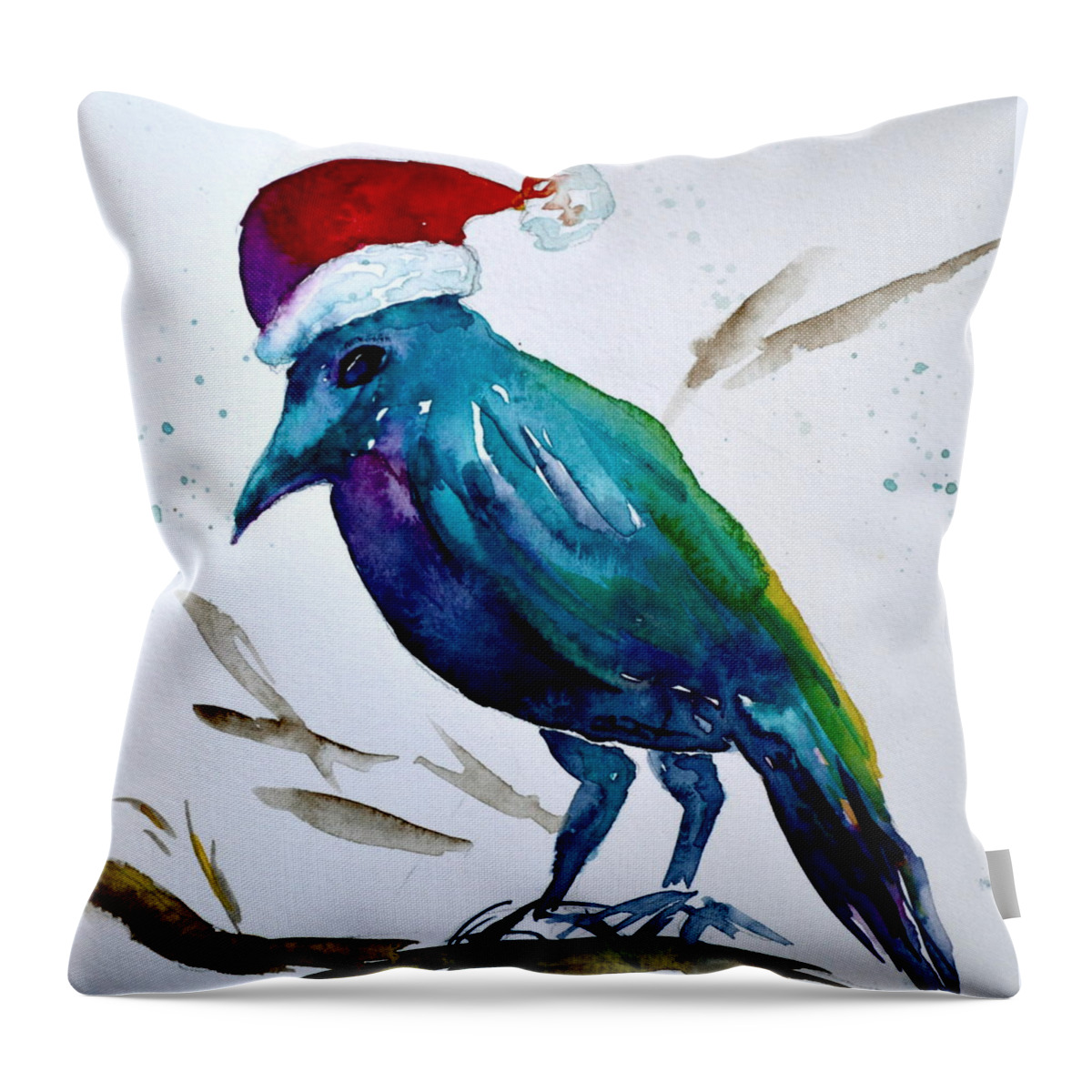 Crow Ho Ho Throw Pillow featuring the painting Crow Ho Ho by Beverley Harper Tinsley