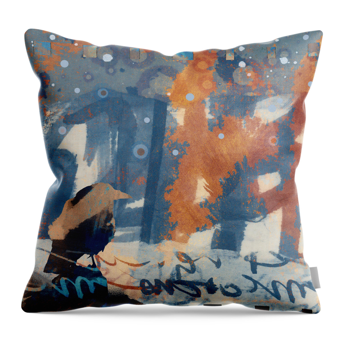 Crow Throw Pillow featuring the photograph Crow Snow by Carol Leigh