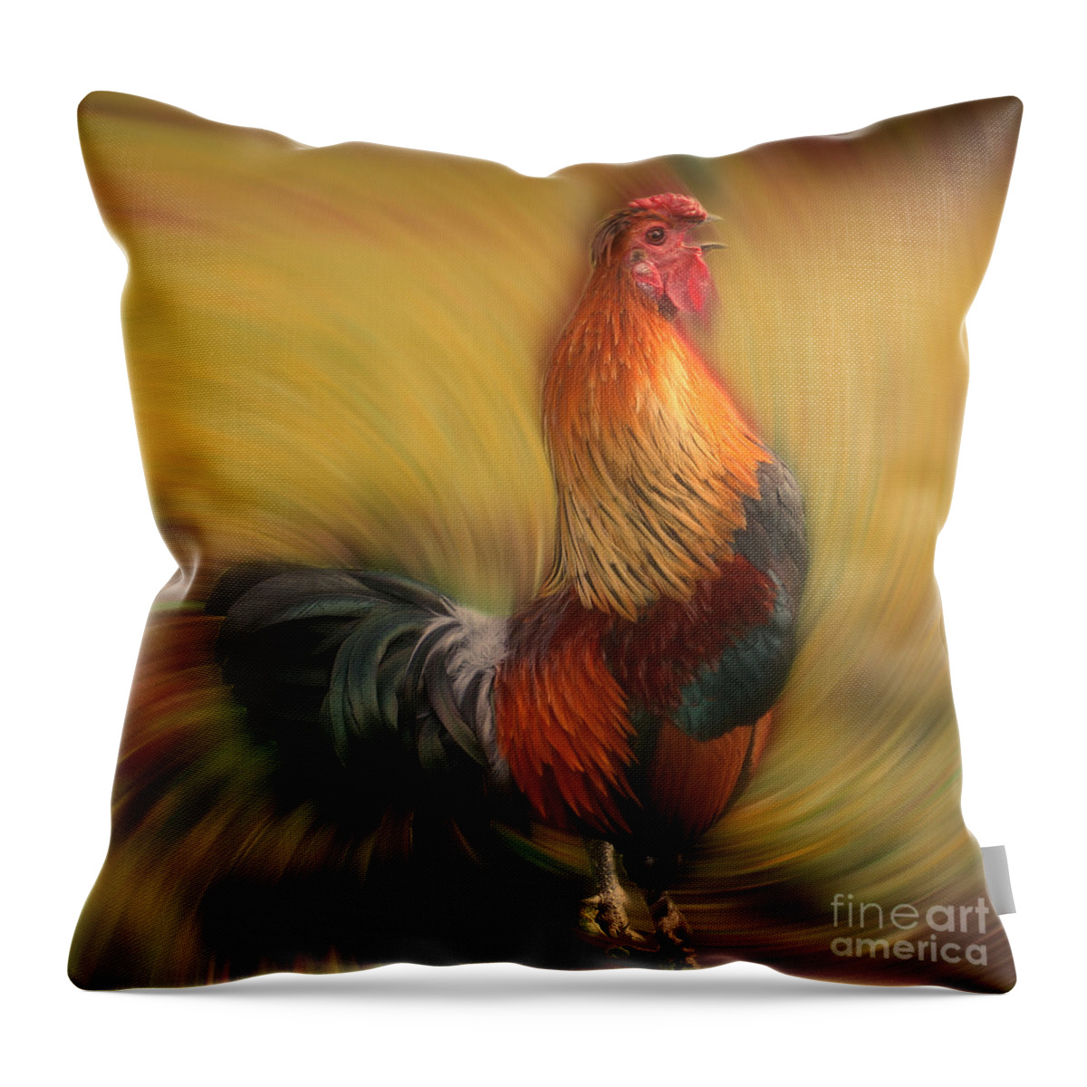 Rooster Throw Pillow featuring the photograph Crowing Rooster by Smilin Eyes Treasures