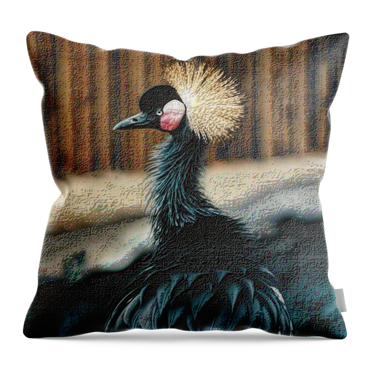 Bird Throw Pillow featuring the photograph Crowned Crested Crane by Nadalyn Larsen